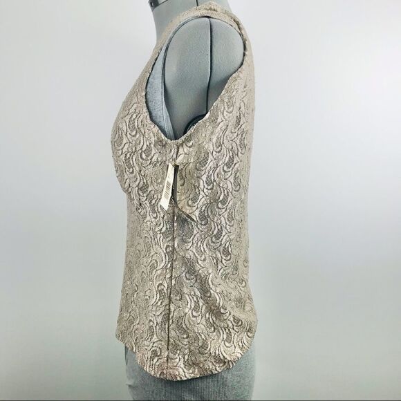 NWT Metallic Gold Lace Sleeveless Camisole Top - Picture 4 of 8